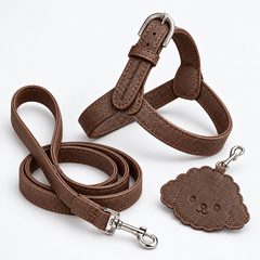 Kit Pettorina e Guinzaglio in pelle + Porta Sacchetti