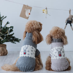 Maglioncino "Mr. Rudolph la Renna" | Fatto a Mano in Lana Merino per Cani di Taglia Medio-Piccola
