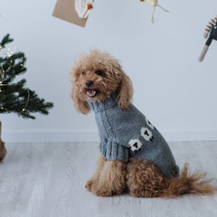 Maglioncino "Pecorelle" Grigio | Eccellenza Artigianale in Lana Merino per Cani di Taglia Medio-Piccola