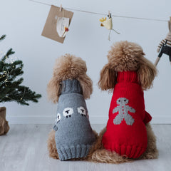 Maglioncino "Pecorelle" Grigio | Eccellenza Artigianale in Lana Merino per Cani di Taglia Medio-Piccola