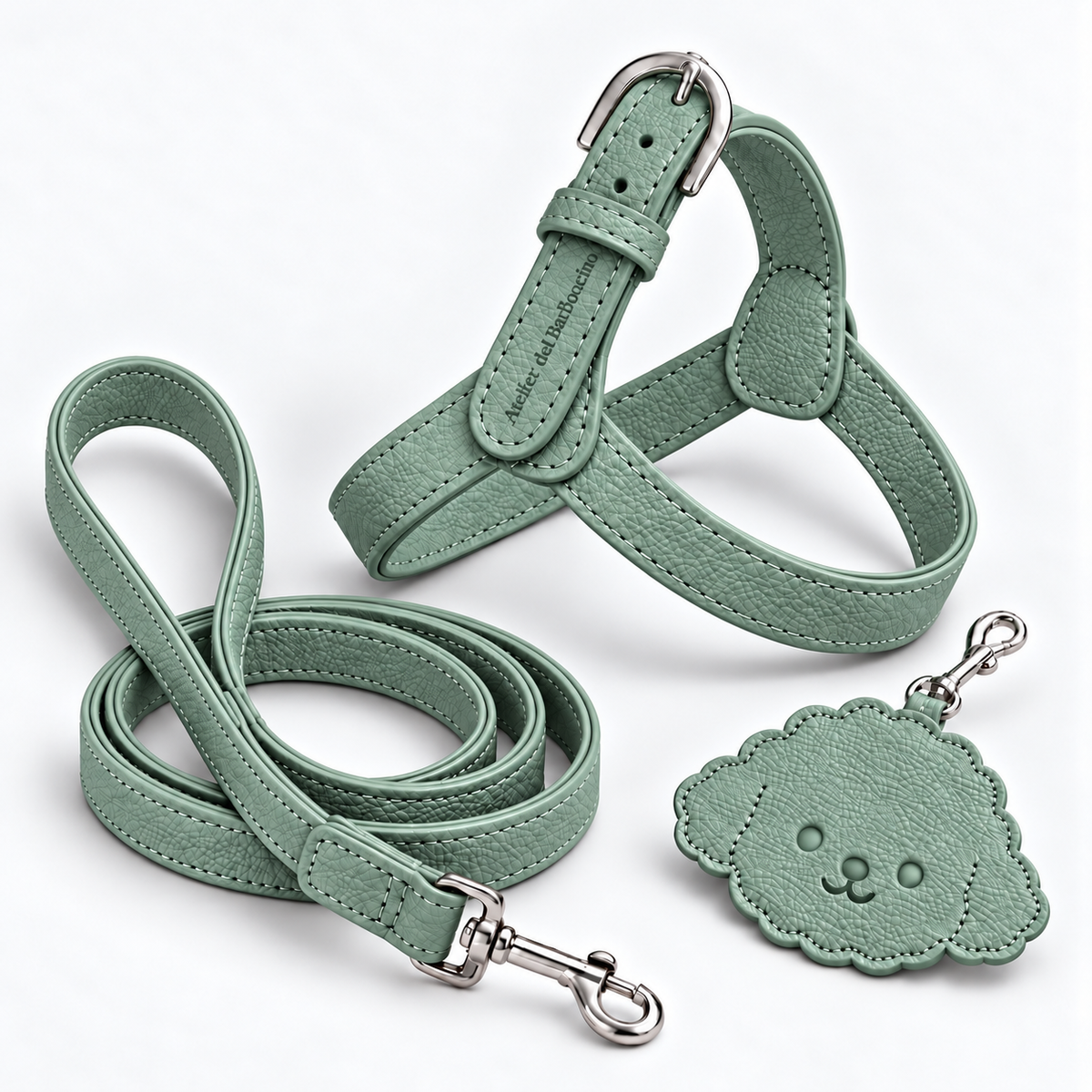Kit Pettorina e Guinzaglio in pelle + Porta Sacchetti