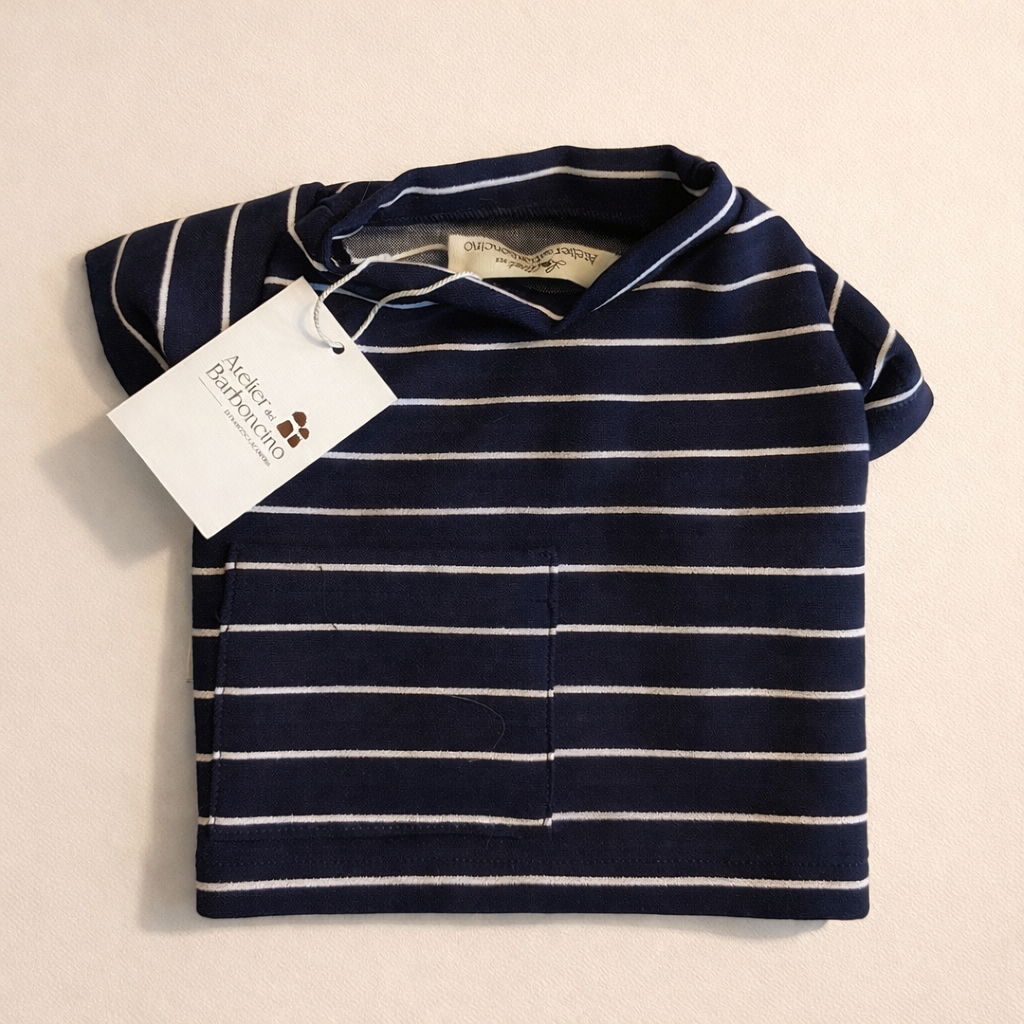 Maglia a righe bianca e blu (con o senza Fiore) - Abbigliamento per Barboncini
