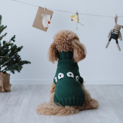 Maglioncino "Pecorelle" Verde | Eccellenza Artigianale in Lana Merino per Cani di Taglia Medio-Piccola