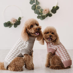 Maglioncino "Coco" | Rosa, Grigio, Cammello, Viola | Pied de Poule  in Lana Merino - per cani di piccola taglia