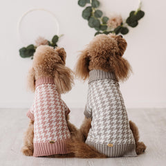 Maglioncino "Coco" | Rosa, Grigio, Cammello, Viola | Pied de Poule  in Lana Merino - per cani di piccola taglia