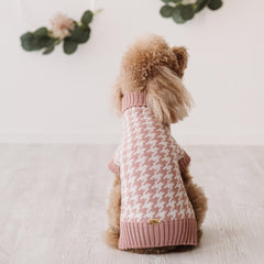 Maglioncino "Coco" | Rosa, Grigio, Cammello, Viola | Pied de Poule  in Lana Merino - per cani di piccola taglia