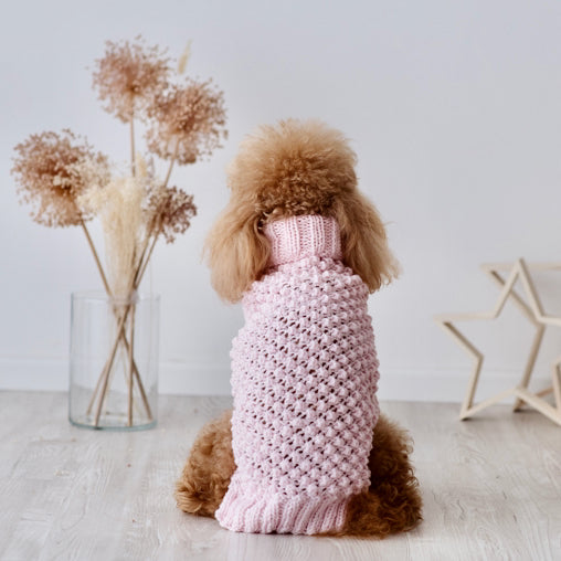 Maglioncino "Baby" Punto Nocciolina - Fatto a Mano in Lana Merino - Rosa, Celeste, Beige - per cani di piccola taglia