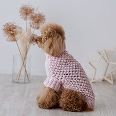Maglioncino "Baby" Punto Nocciolina - Fatto a Mano in Lana Merino - Rosa, Celeste, Beige - per cani di piccola taglia