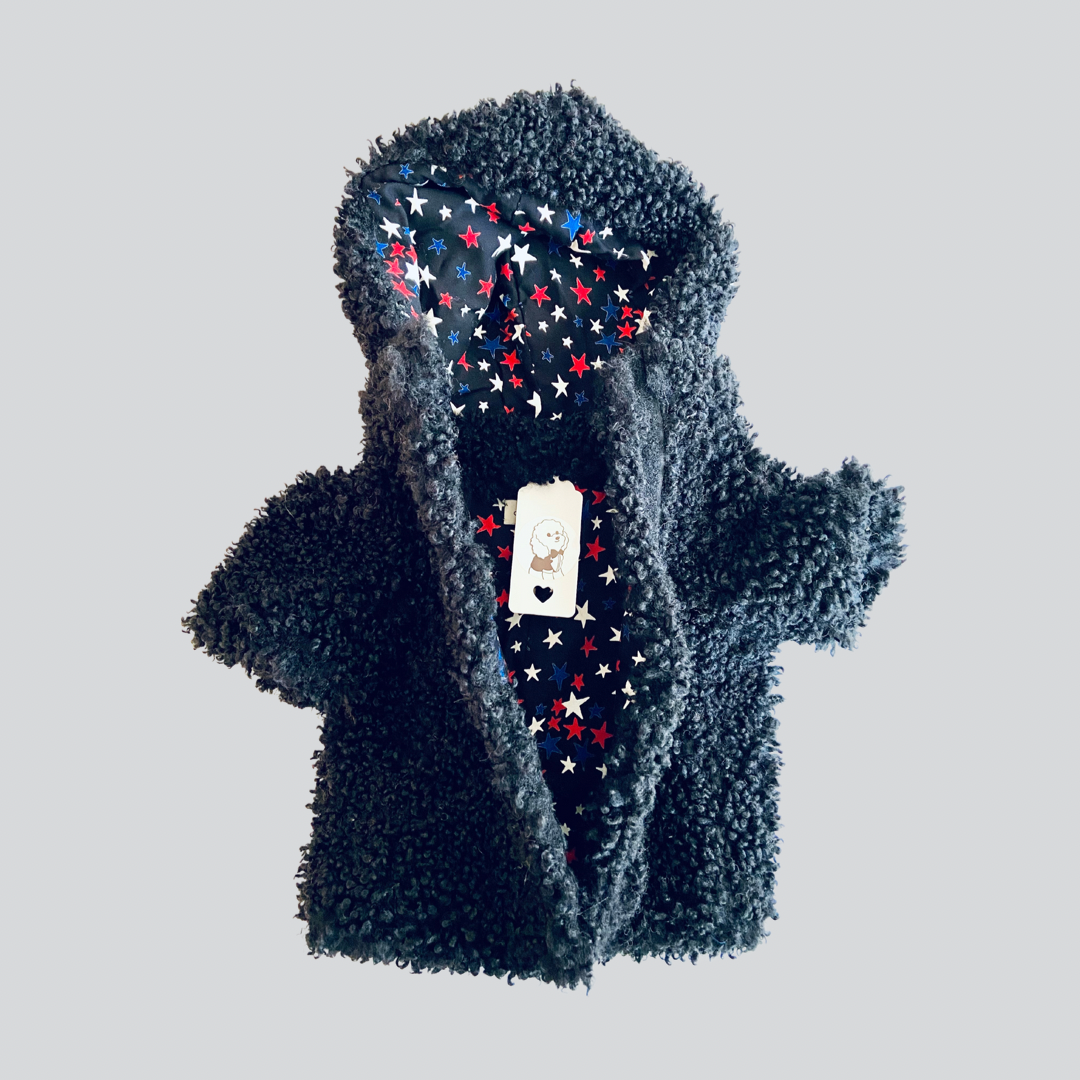 Teddy jacket with hood - Black