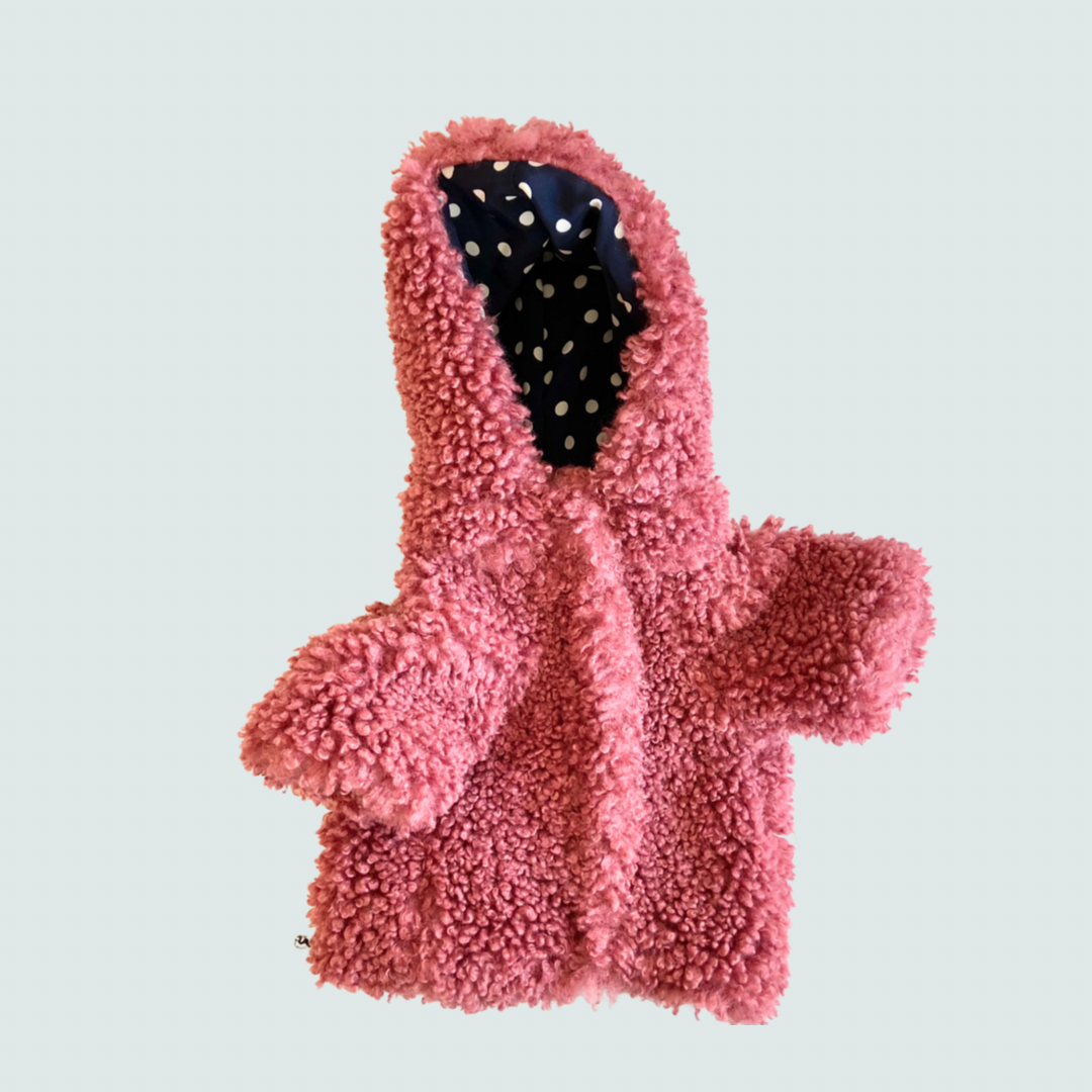 Teddy jacket with hood - Pink