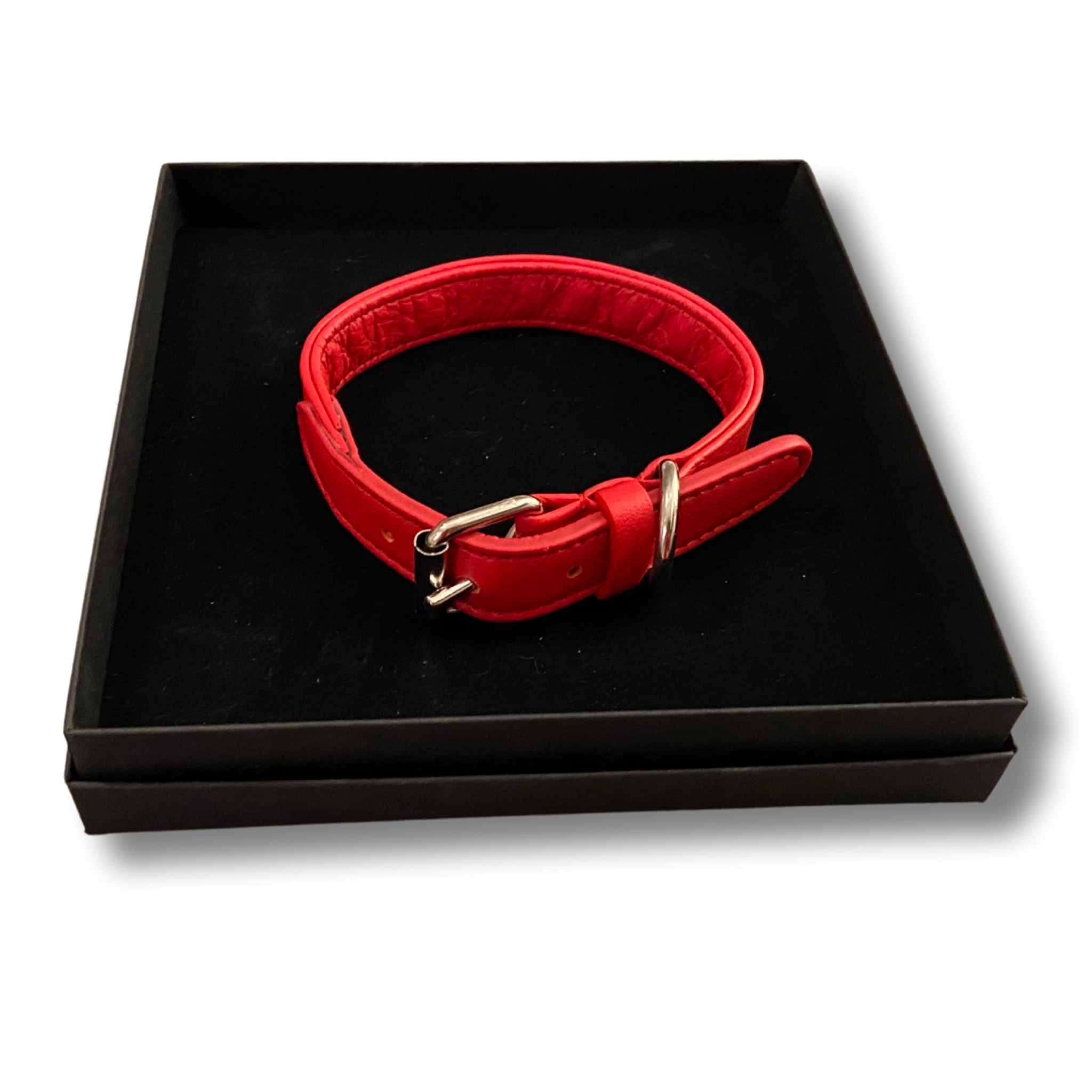 Leather collar - red