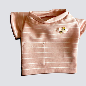 Tshirt rosa antico con ape rilievo
