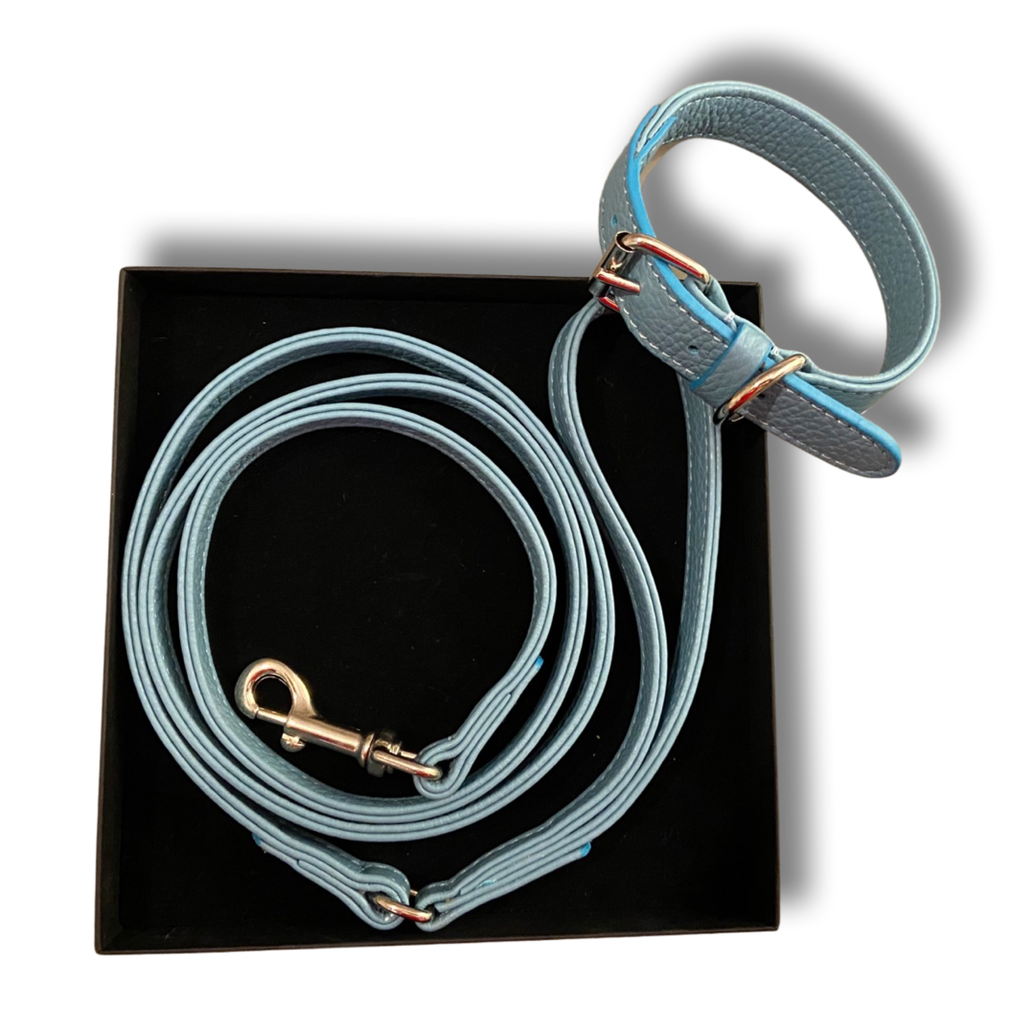 Leather collar - light blue