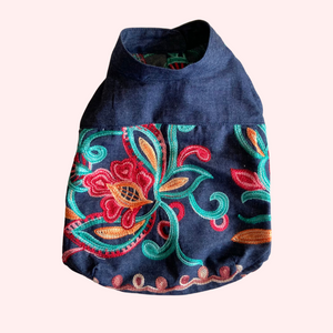 Colored embroidered denim shirt