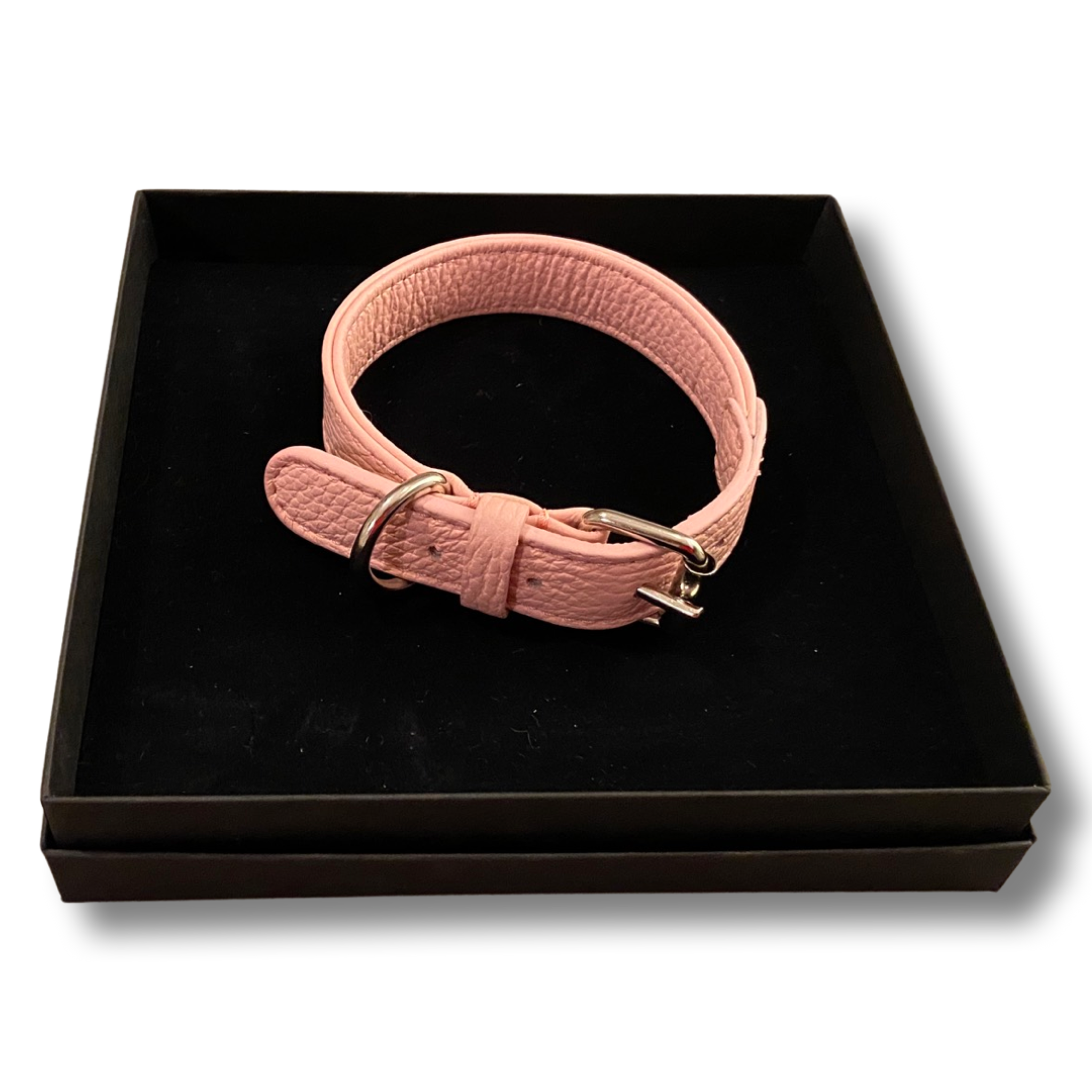 Leather collar - pink
